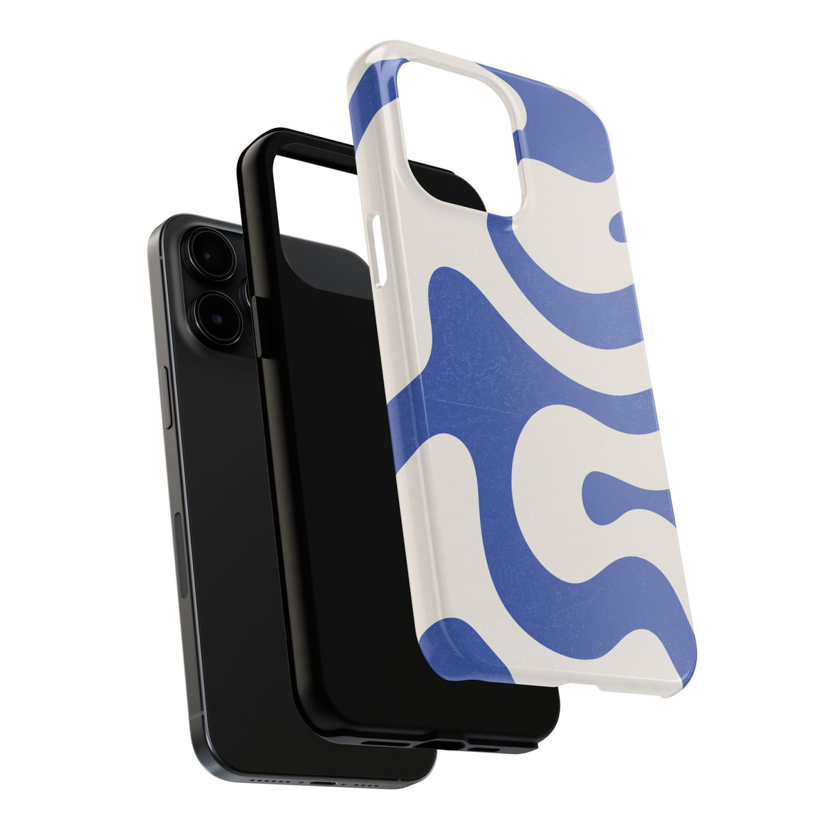 Blue Retro Swirl Tough Phone Case — Durable Abstract Pattern