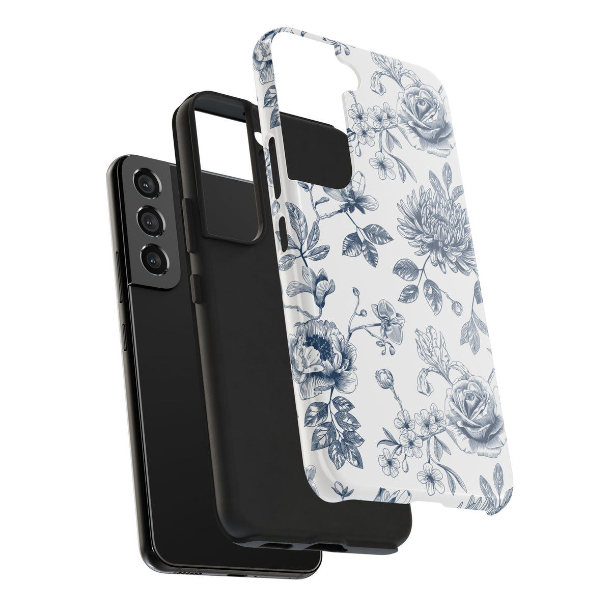 Tough Phone Case — Blue Vintage Floral Protective iPhone Cover