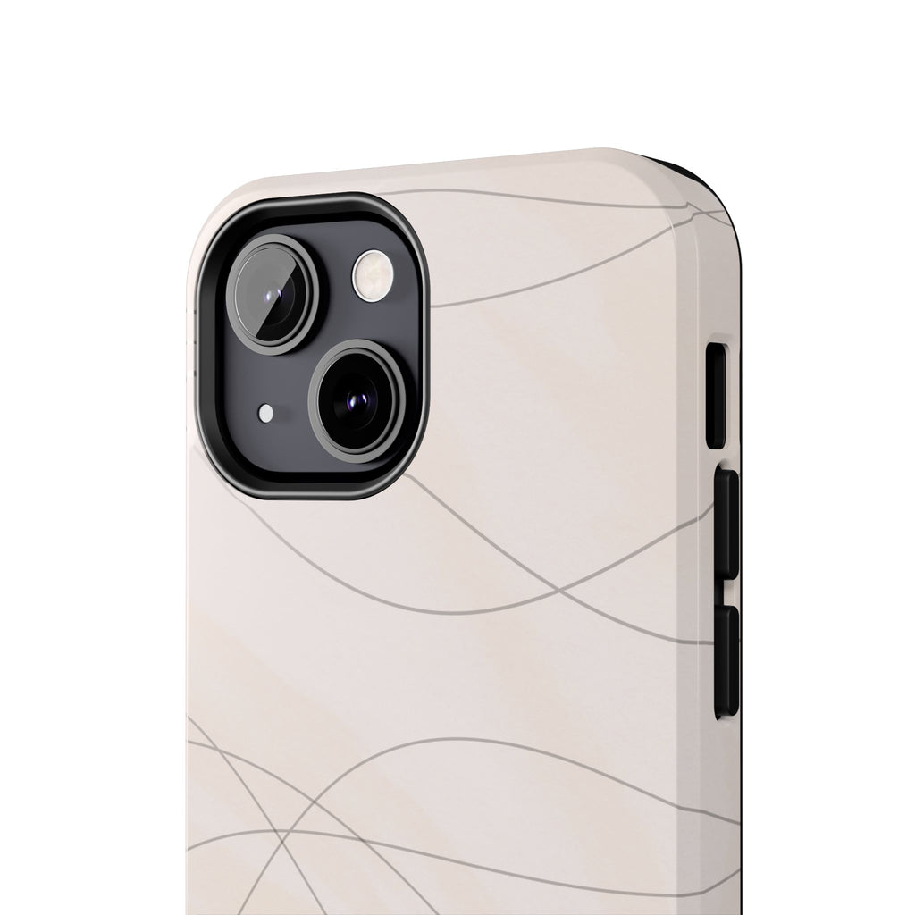 Minimal Beige Wave Tough Phone Case — Protective Slim Phone Case