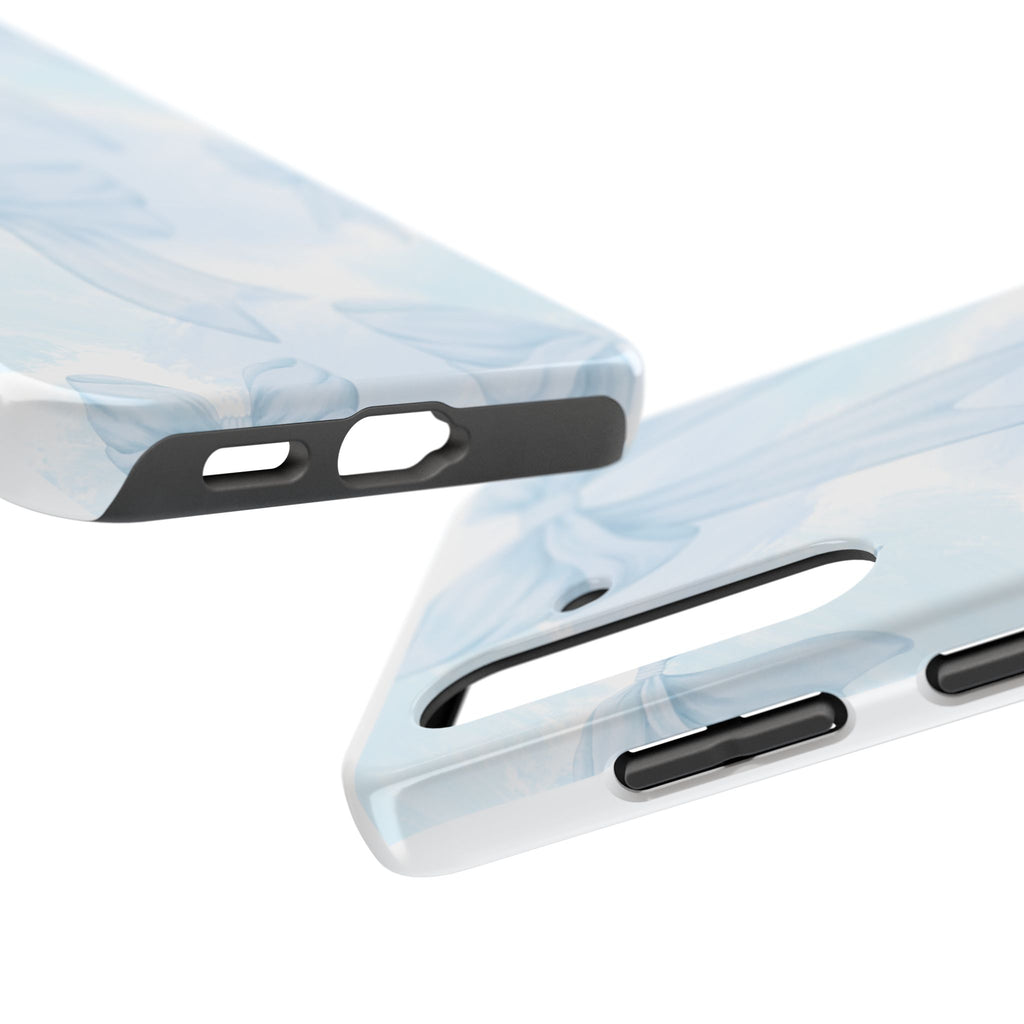Pale Blue Bow Pattern Tough Phone Case