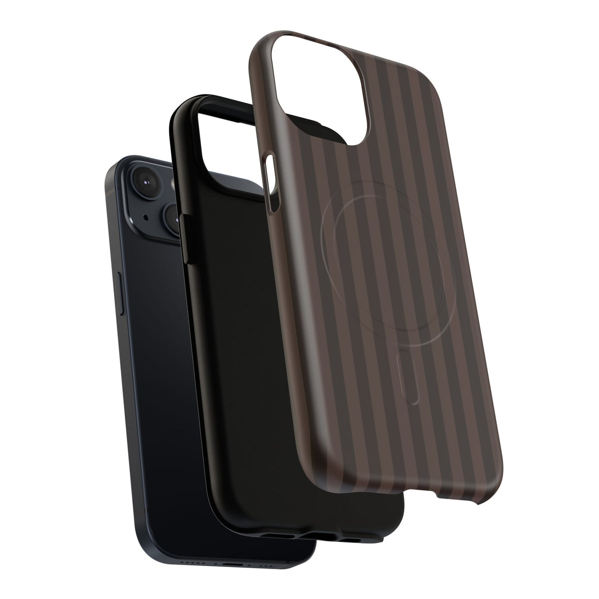 Dark Brown Striped Magnetic Phone Case