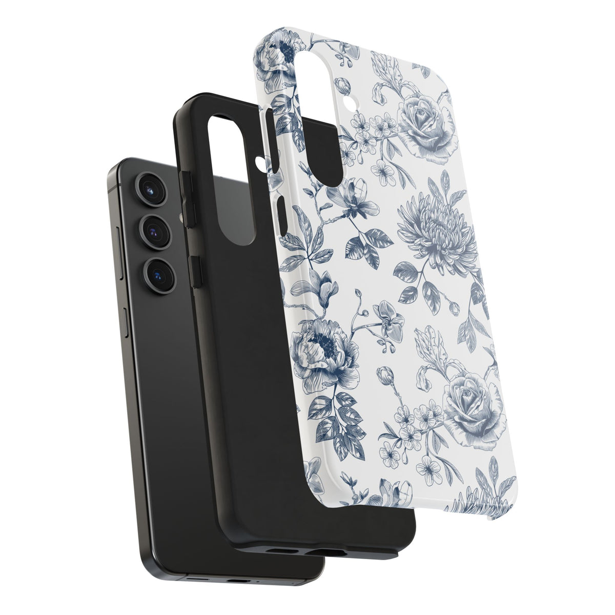 Tough Phone Case — Blue Vintage Floral Protective iPhone Cover