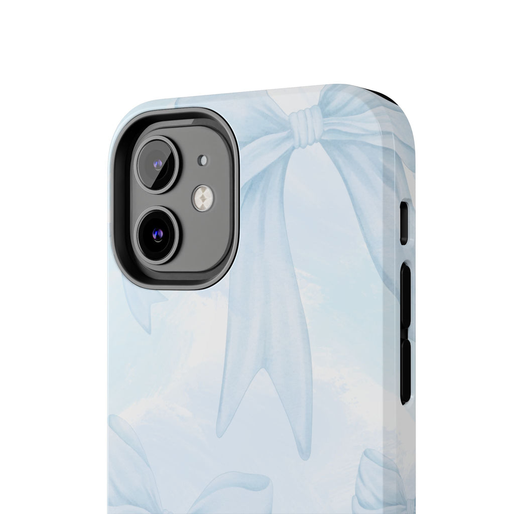 Pale Blue Bow Pattern Tough Phone Case