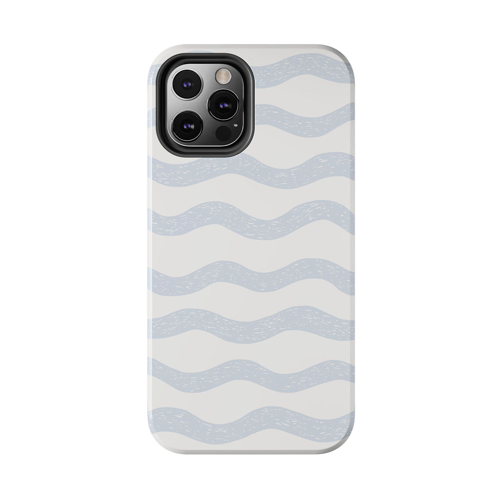 Tough Phone Case – Subtle Blue Wavy Stripes, Durable Protective Cover