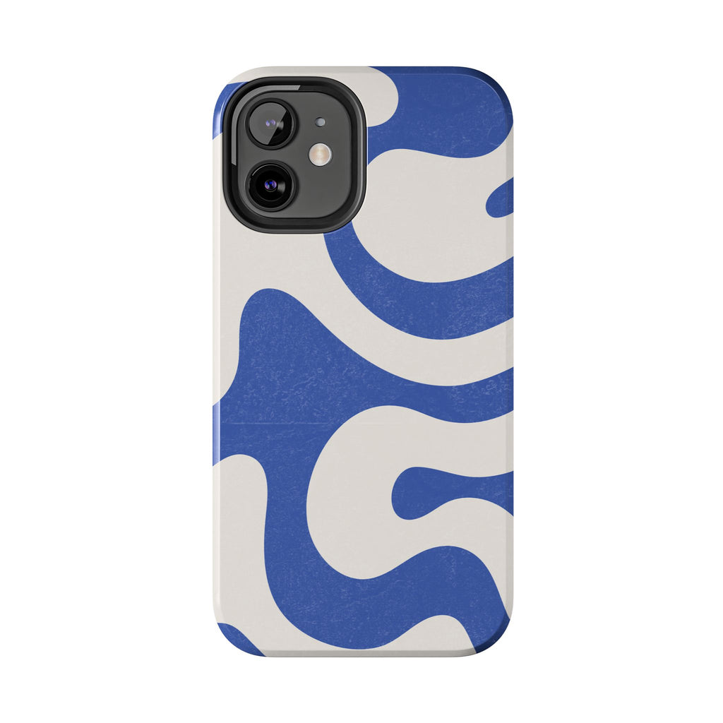 Blue Retro Swirl Tough Phone Case — Durable Abstract Pattern