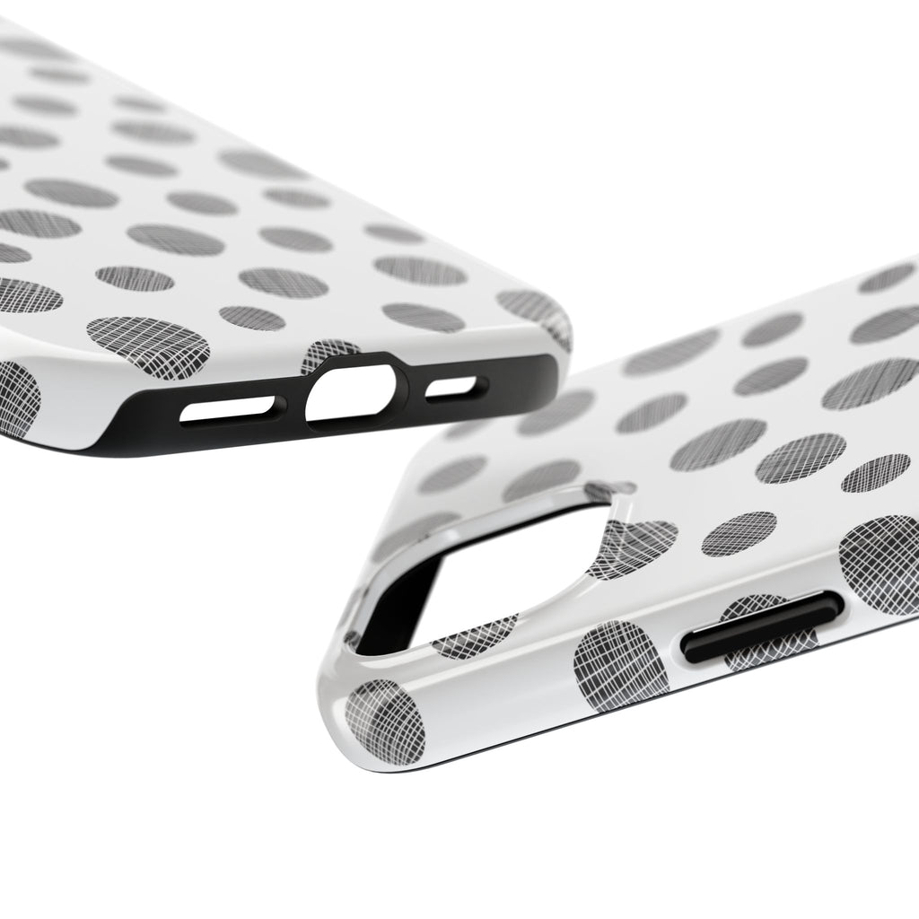 Polka Dot Texture Tough Phone Case — Black & White Spot Pattern, Protective Slim Phone Cover