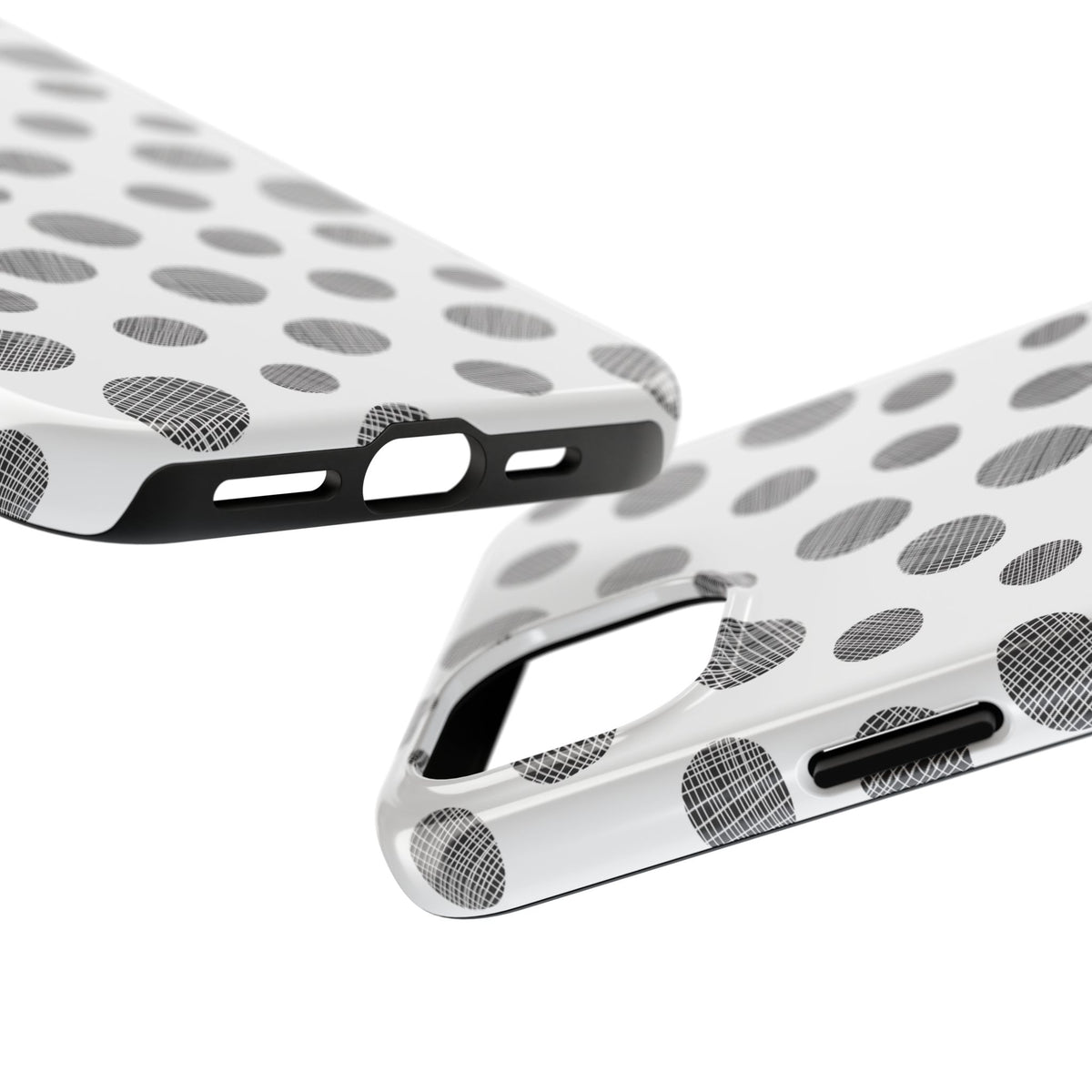 Polka Dot Texture Tough Phone Case — Black & White Spot Pattern, Protective Slim Phone Cover