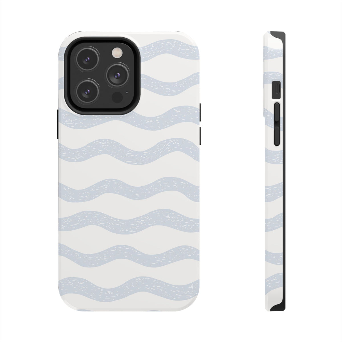 Tough Phone Case – Subtle Blue Wavy Stripes, Durable Protective Cover