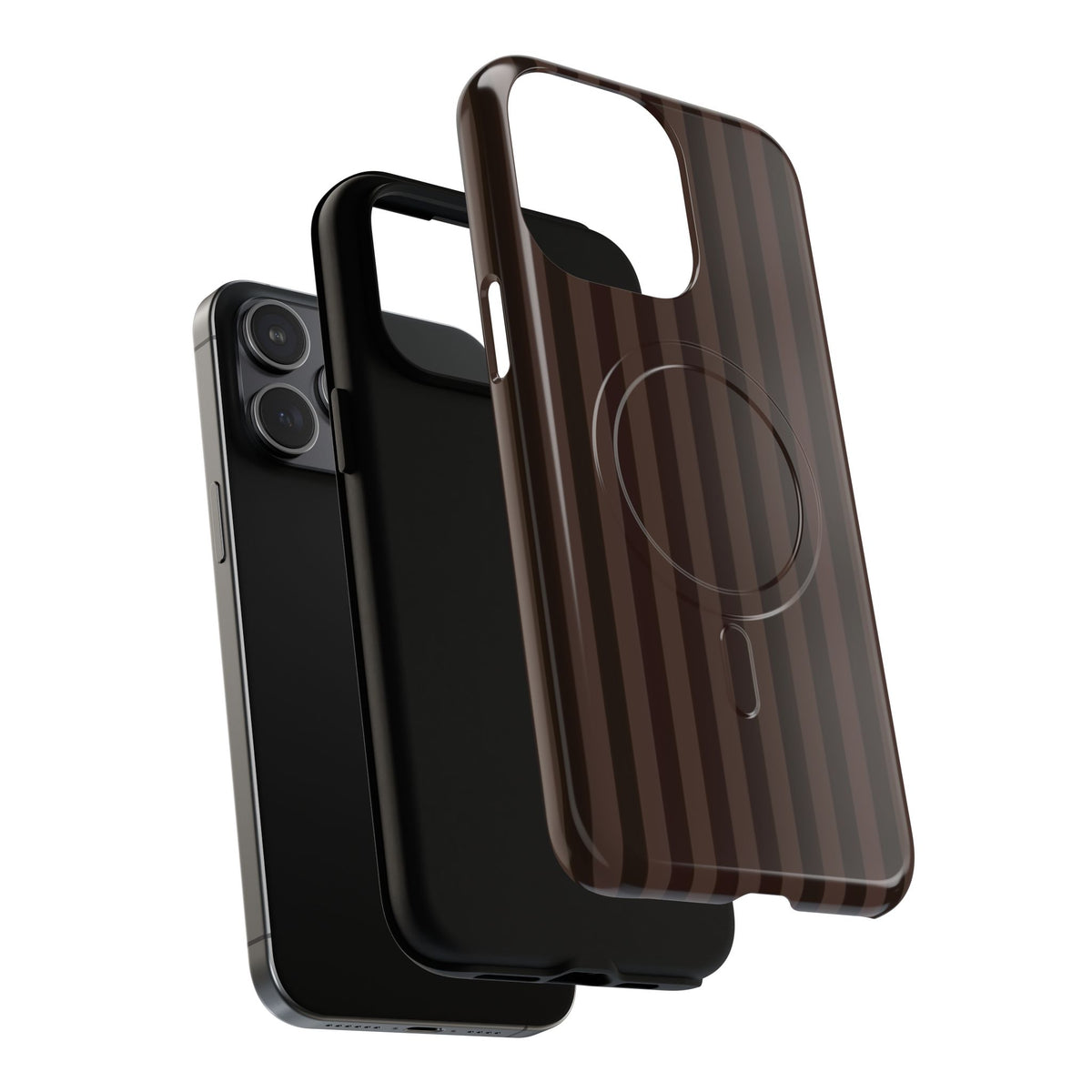 Dark Brown Striped Magnetic Phone Case