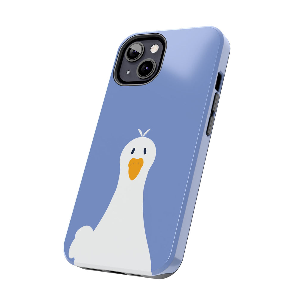 Goofy Goose Tough Phone Case — Cute Minimalist Duck Design on Blue