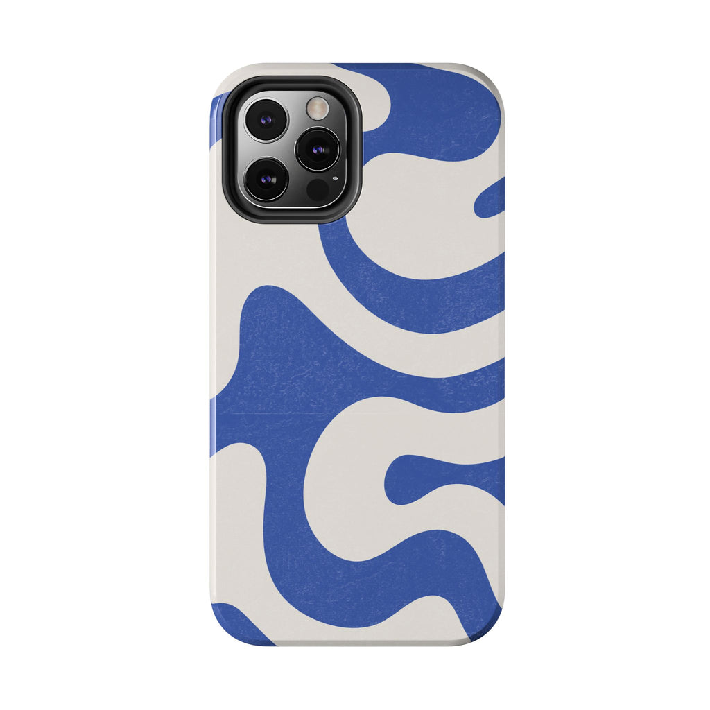 Blue Retro Swirl Tough Phone Case — Durable Abstract Pattern
