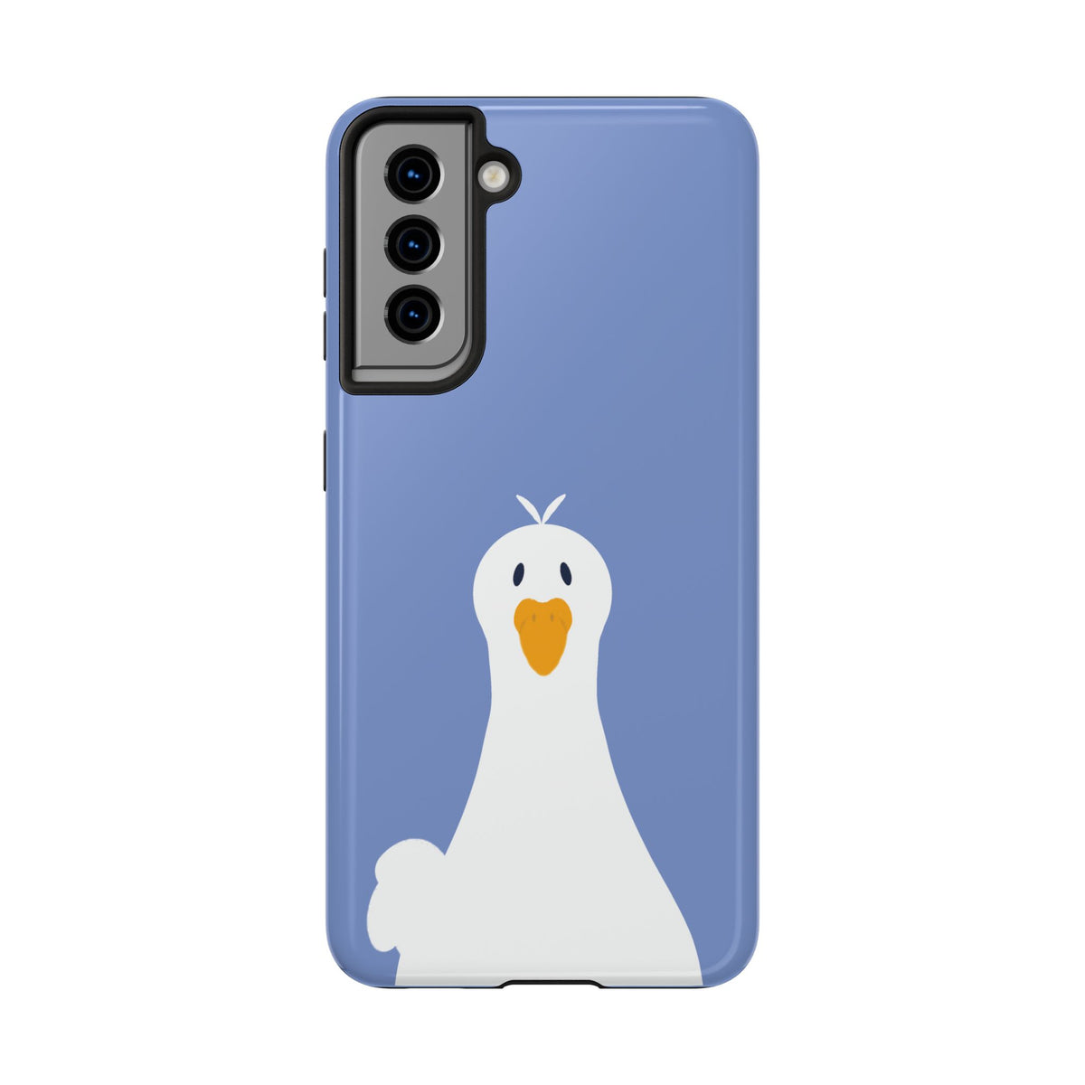 Goofy Goose Tough Phone Case — Cute Minimalist Duck Design on Blue
