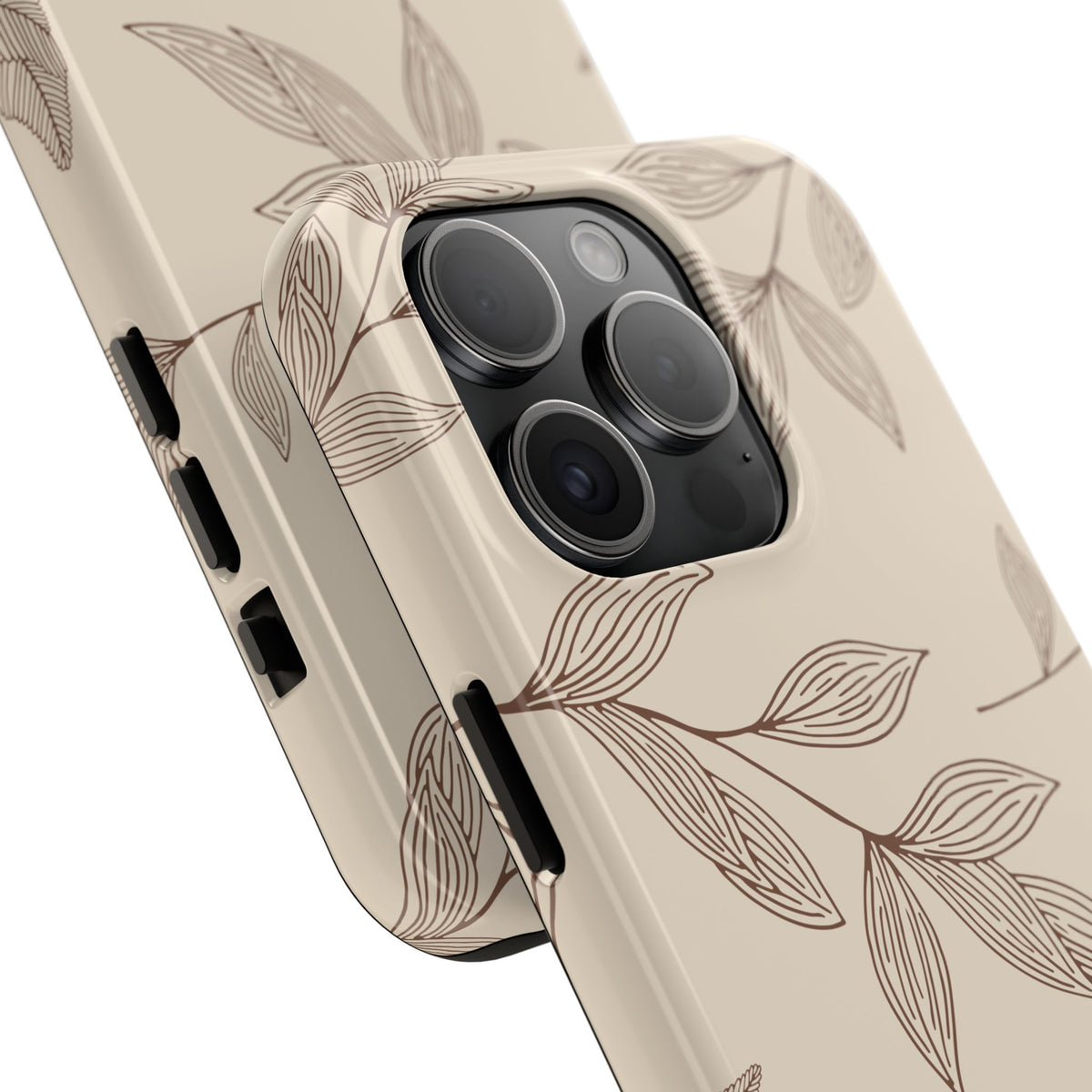 Tough Phone Case — Neutral Botanical Leaf Design (Protective Floral iPhone Case)