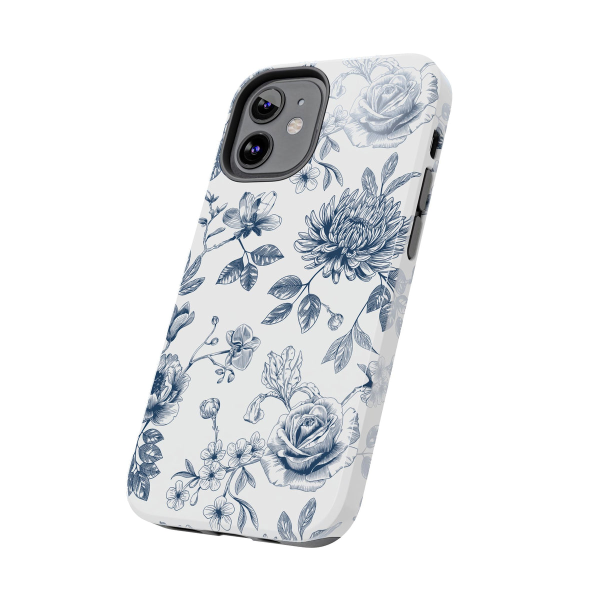 Tough Phone Case — Blue Vintage Floral Protective iPhone Cover
