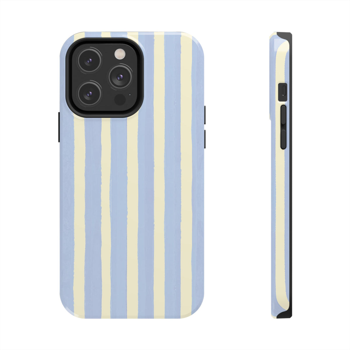 Pastel Stripe Tough Phone Case — Blue & Cream Protective Cover