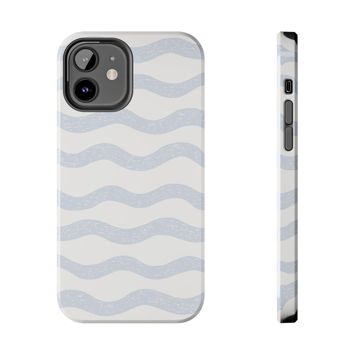 Tough Phone Case – Subtle Blue Wavy Stripes, Durable Protective Cover