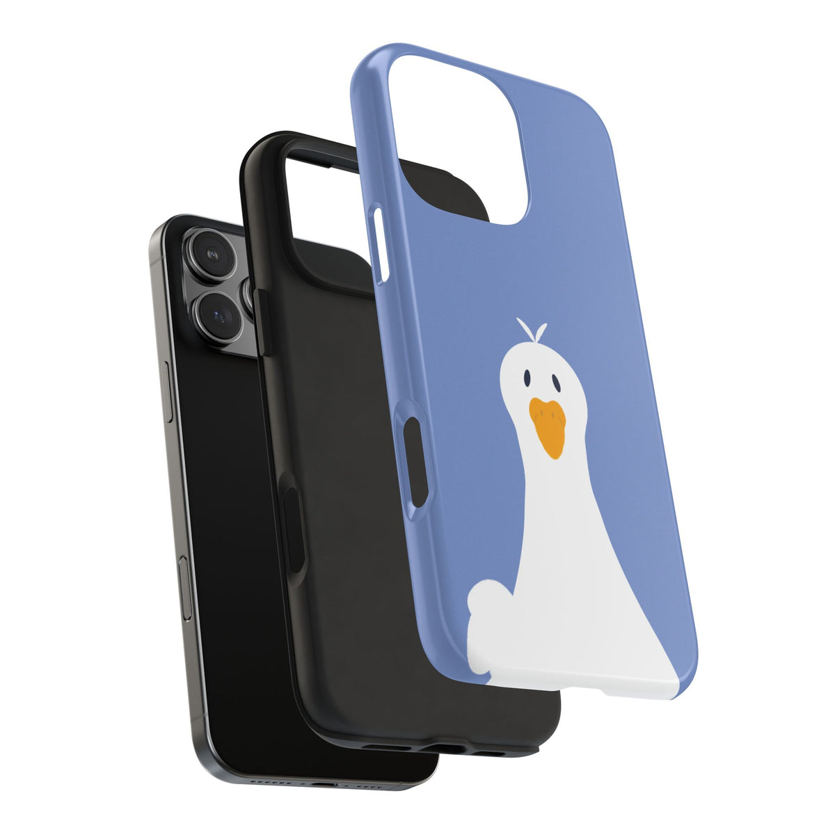 Goofy Goose Tough Phone Case — Cute Minimalist Duck Design on Blue