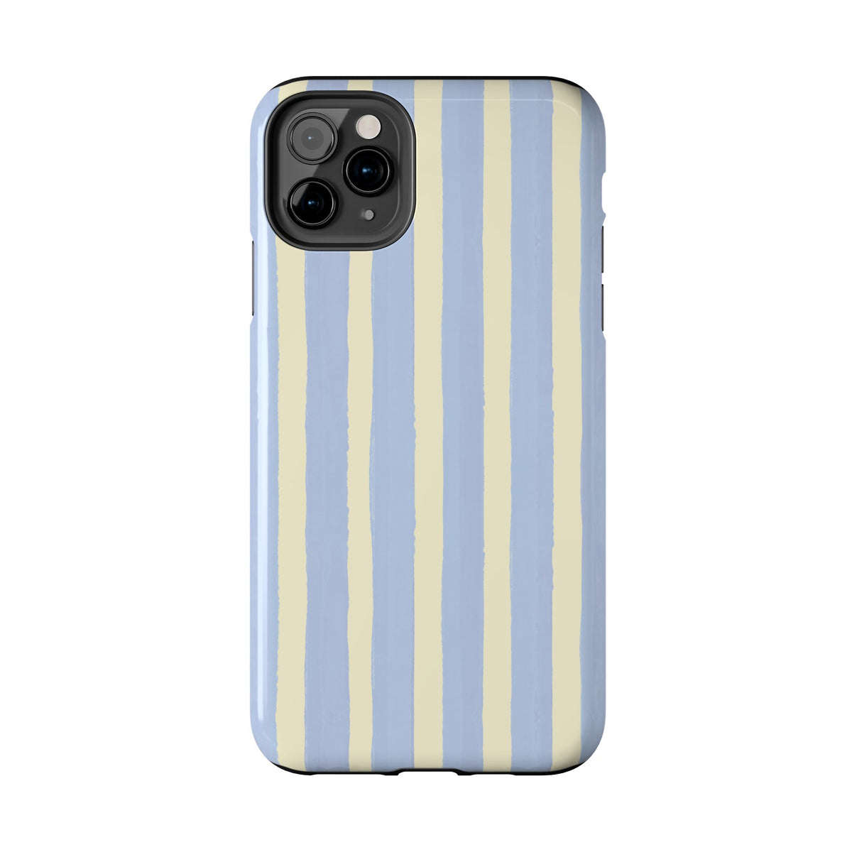 Pastel Stripe Tough Phone Case — Blue & Cream Protective Cover