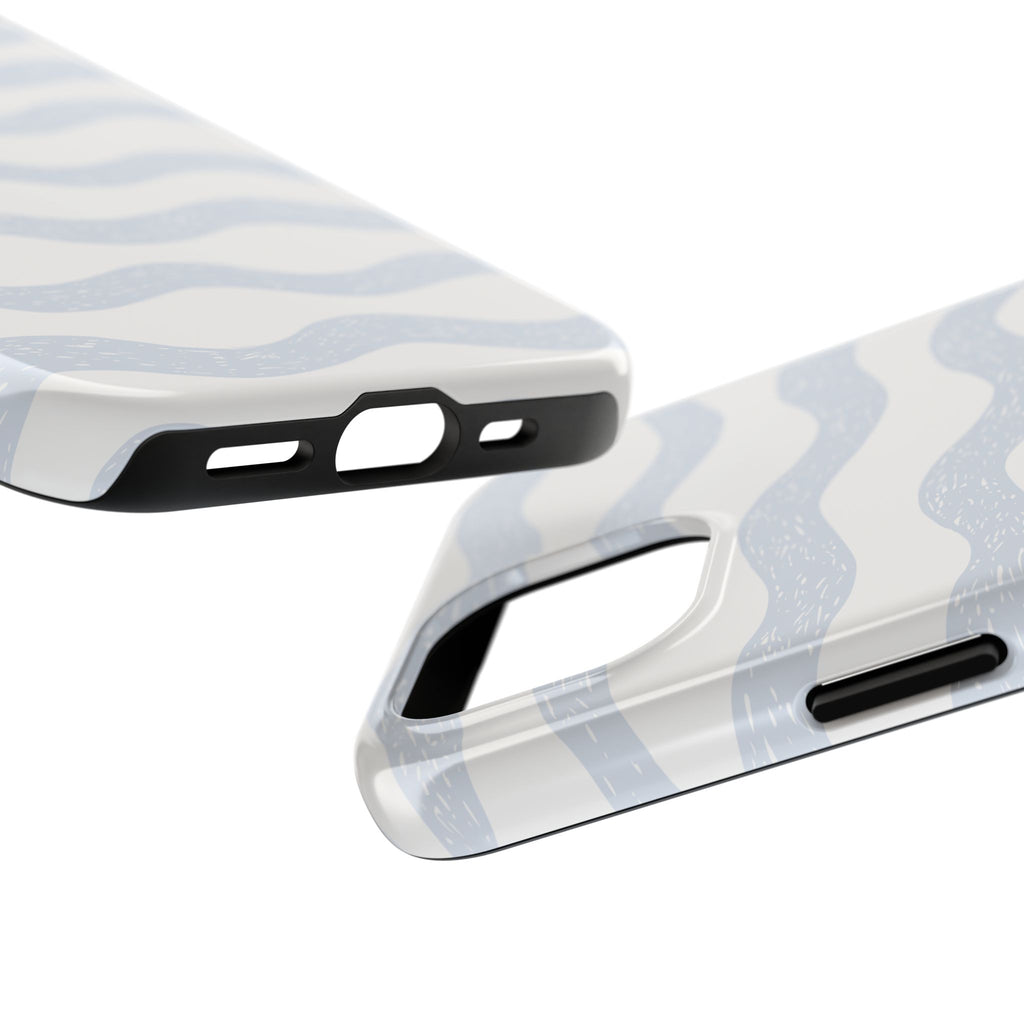 Tough Phone Case – Subtle Blue Wavy Stripes, Durable Protective Cover
