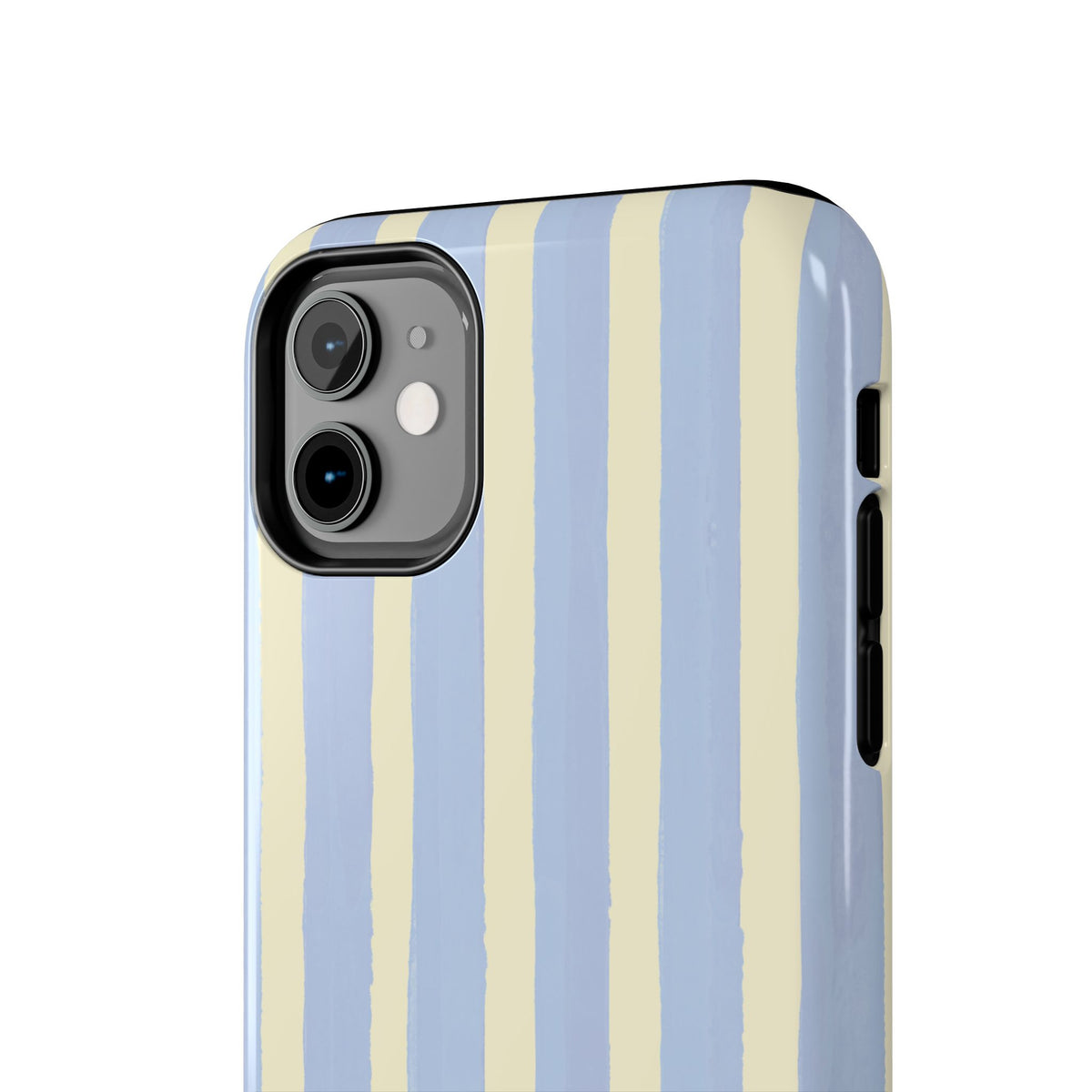 Pastel Stripe Tough Phone Case — Blue & Cream Protective Cover