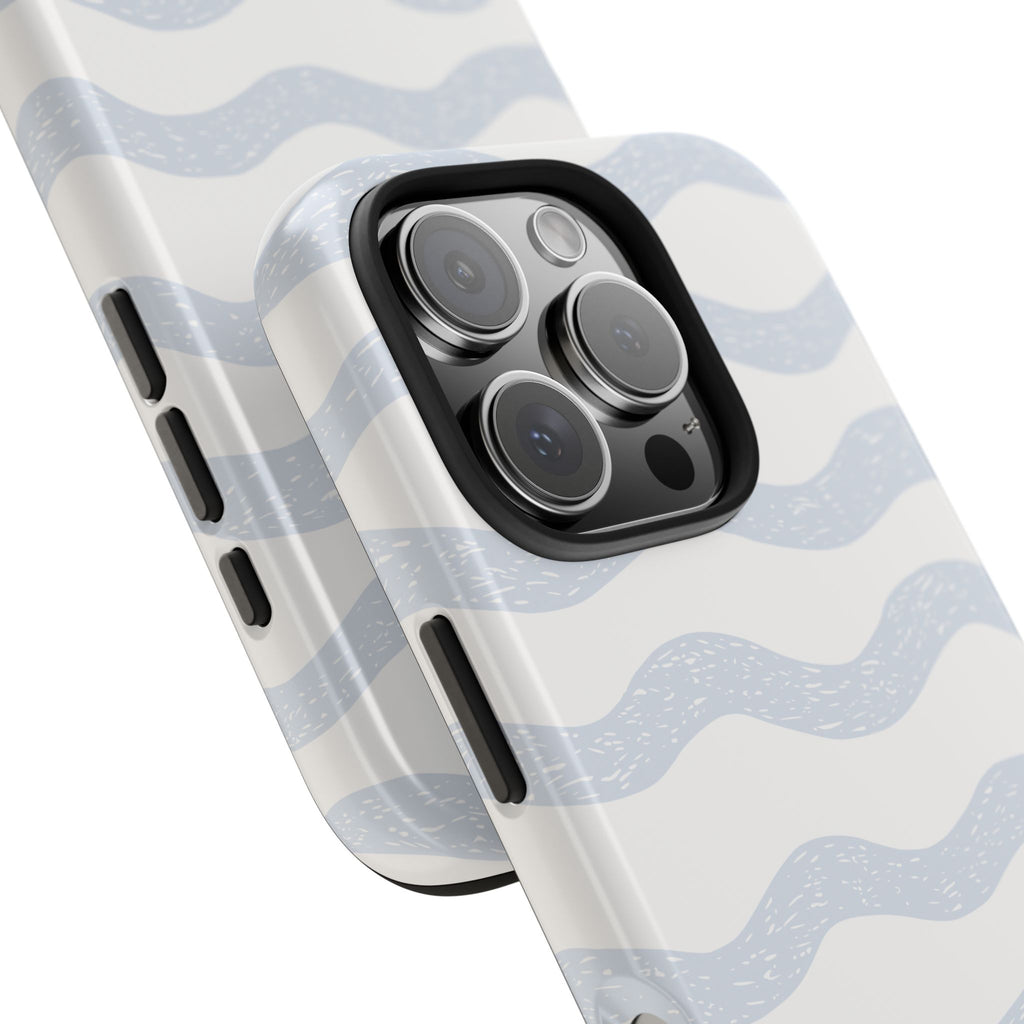 Tough Phone Case – Subtle Blue Wavy Stripes, Durable Protective Cover