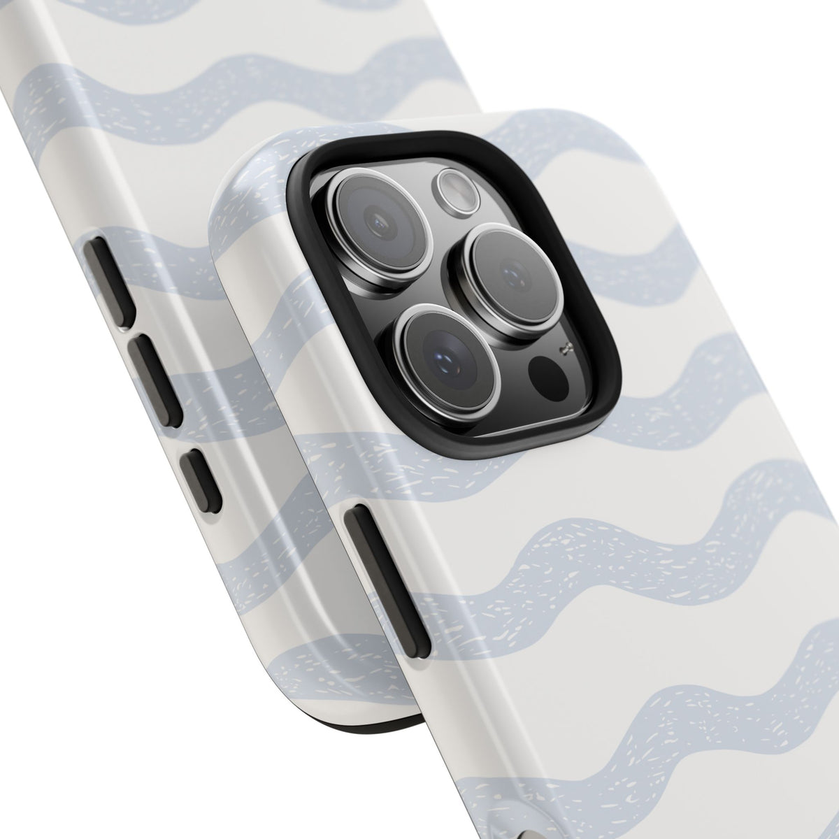 Tough Phone Case – Subtle Blue Wavy Stripes, Durable Protective Cover