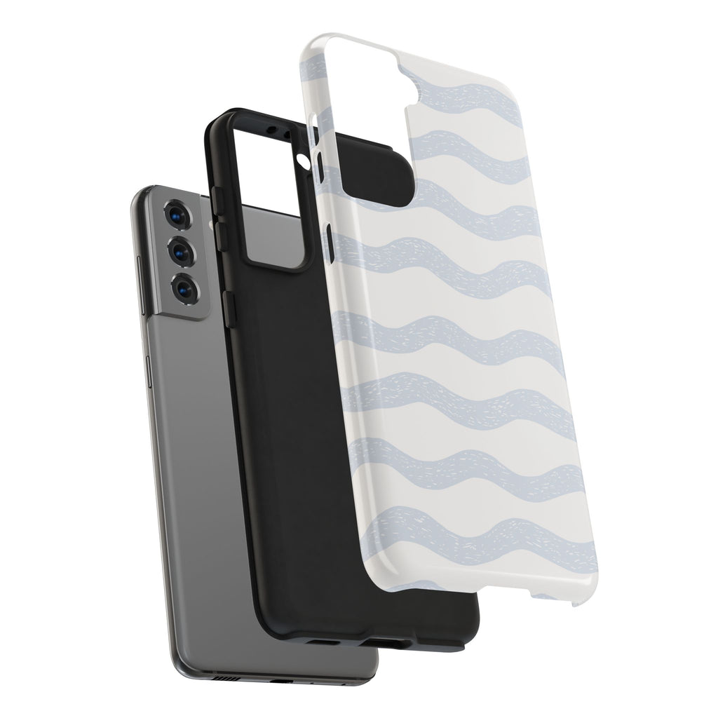 Tough Phone Case – Subtle Blue Wavy Stripes, Durable Protective Cover