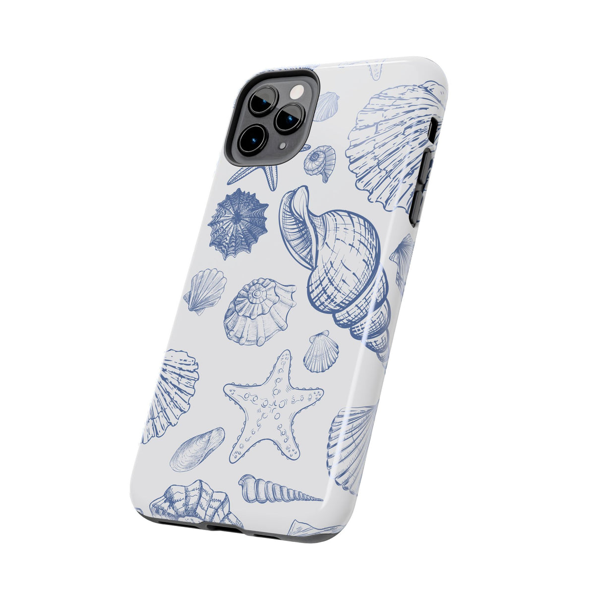 Seaside Sketch Tough Phone Case – Blue Shells & Starfish Protective Cover