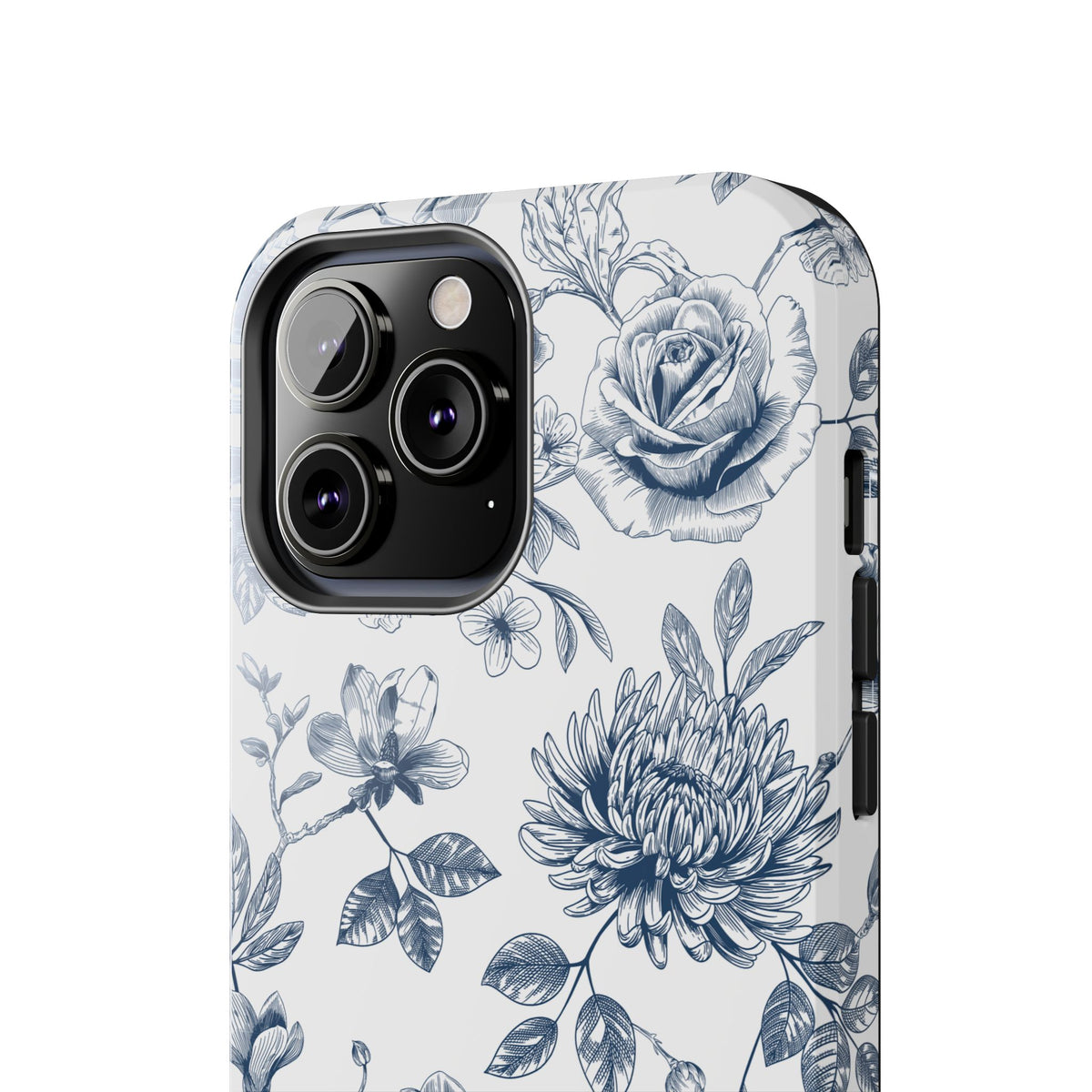 Tough Phone Case — Blue Vintage Floral Protective iPhone Cover