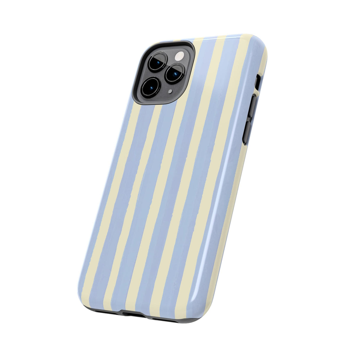 Pastel Stripe Tough Phone Case — Blue & Cream Protective Cover