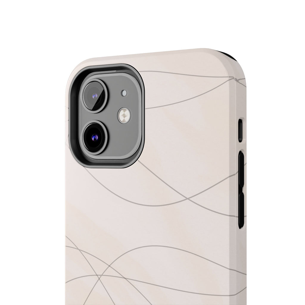 Minimal Beige Wave Tough Phone Case — Protective Slim Phone Case