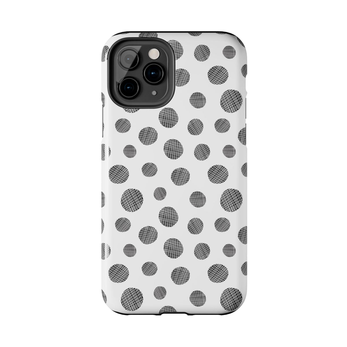 Polka Dot Texture Tough Phone Case — Black & White Spot Pattern, Protective Slim Phone Cover