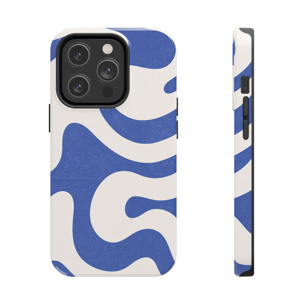 Blue Retro Swirl Tough Phone Case — Durable Abstract Pattern