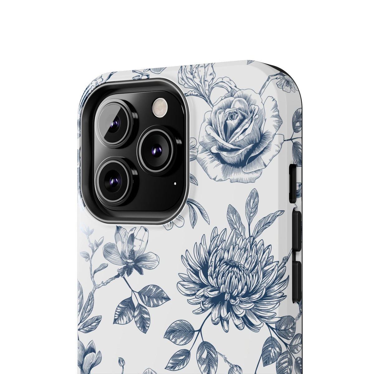 Tough Phone Case — Blue Vintage Floral Protective iPhone Cover