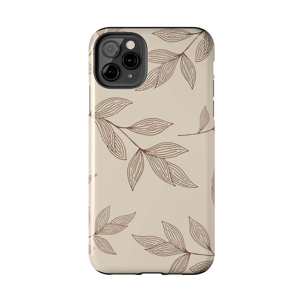 Tough Phone Case — Neutral Botanical Leaf Design (Protective Floral iPhone Case)