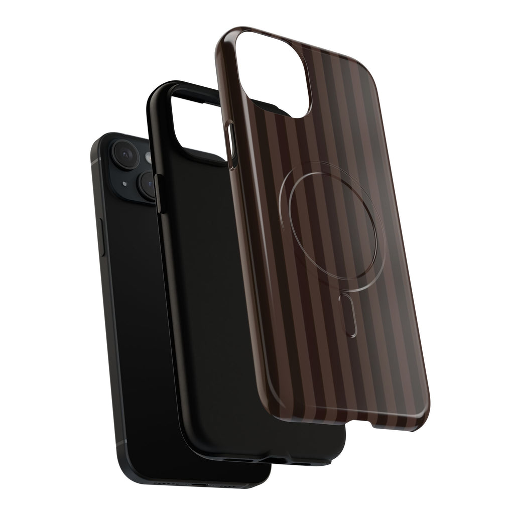 Dark Brown Striped Magnetic Phone Case