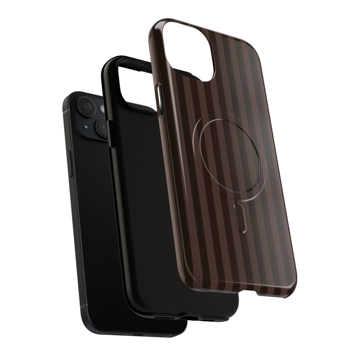 Dark Brown Striped Magnetic Phone Case