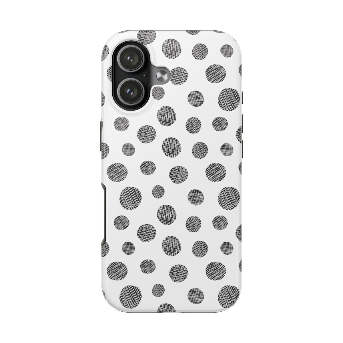 Polka Dot Texture Tough Phone Case — Black & White Spot Pattern, Protective Slim Phone Cover