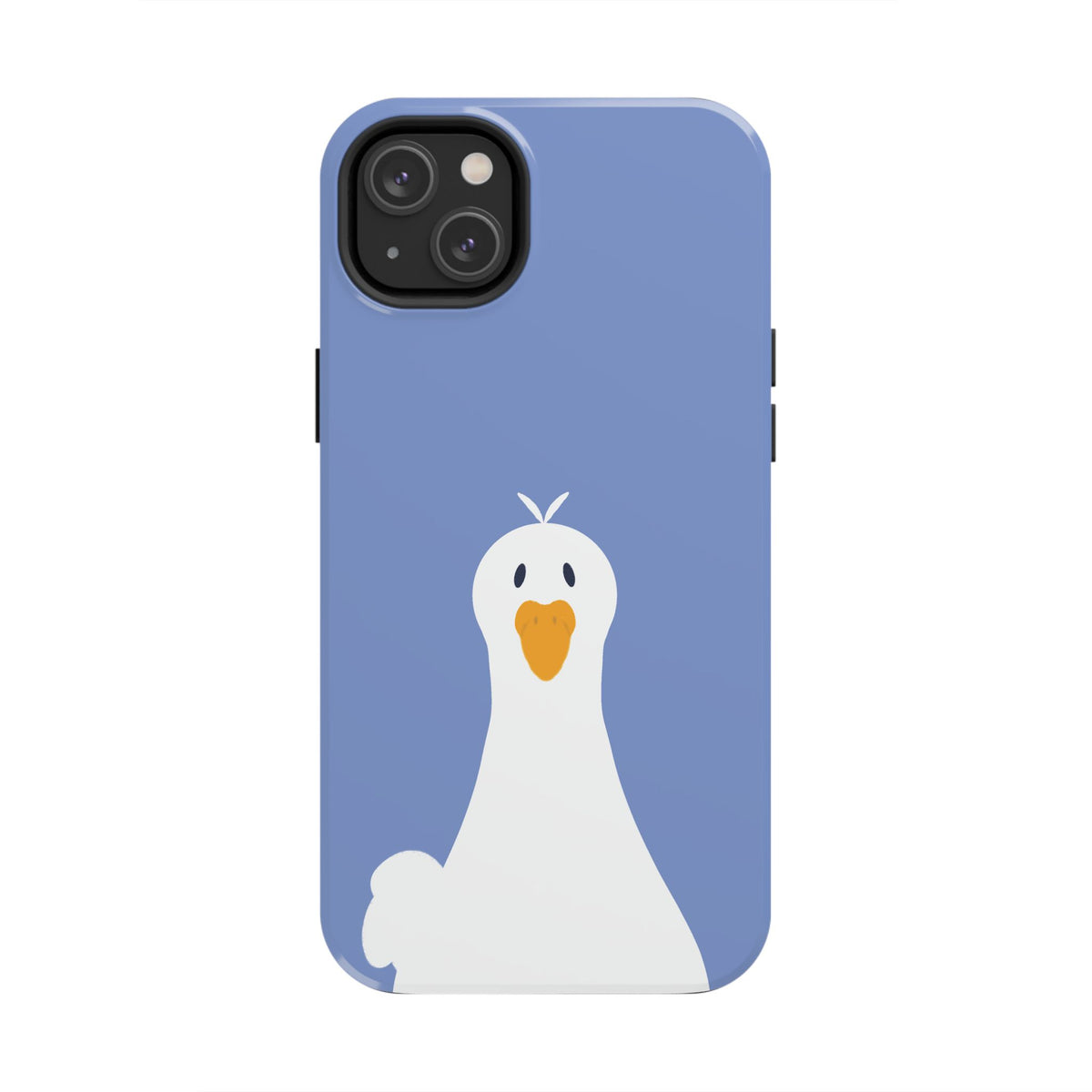 Goofy Goose Tough Phone Case — Cute Minimalist Duck Design on Blue