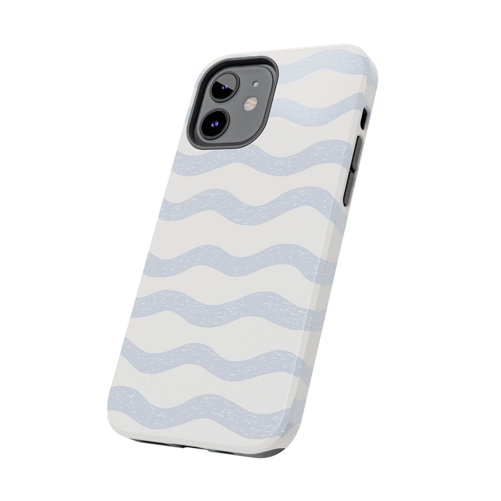 Tough Phone Case – Subtle Blue Wavy Stripes, Durable Protective Cover