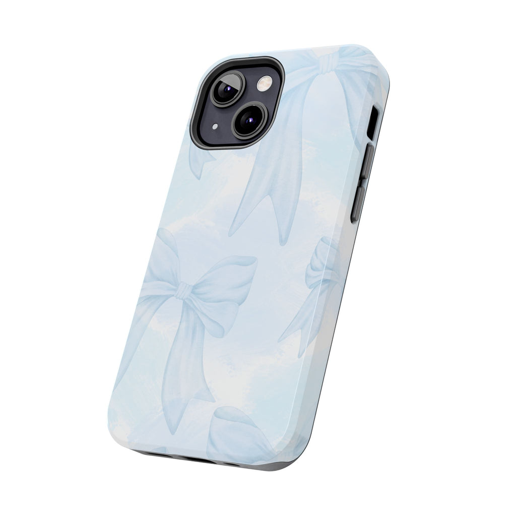 Pale Blue Bow Pattern Tough Phone Case