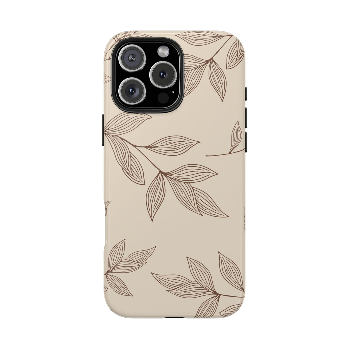 Tough Phone Case — Neutral Botanical Leaf Design (Protective Floral iPhone Case)