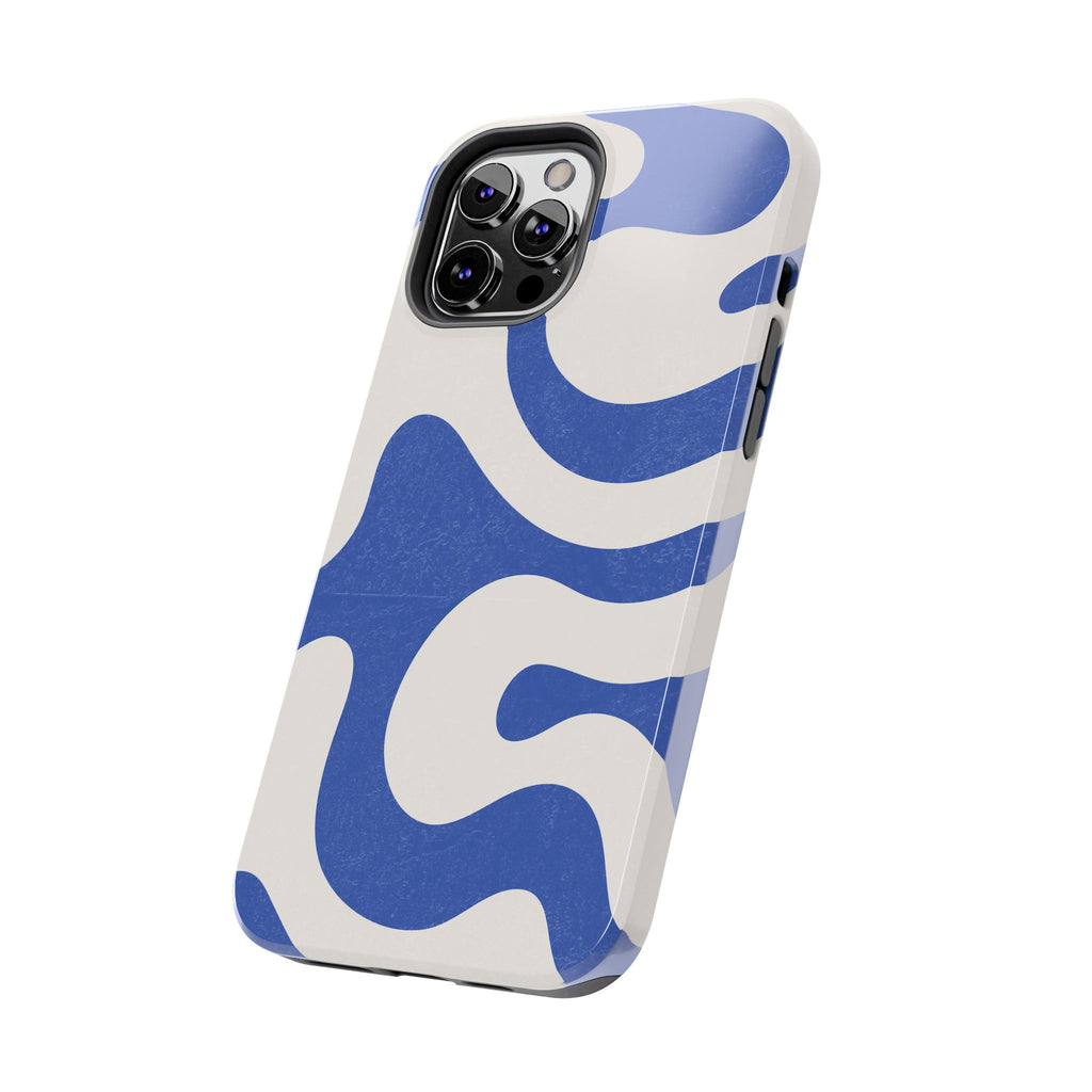 Blue Retro Swirl Tough Phone Case — Durable Abstract Pattern