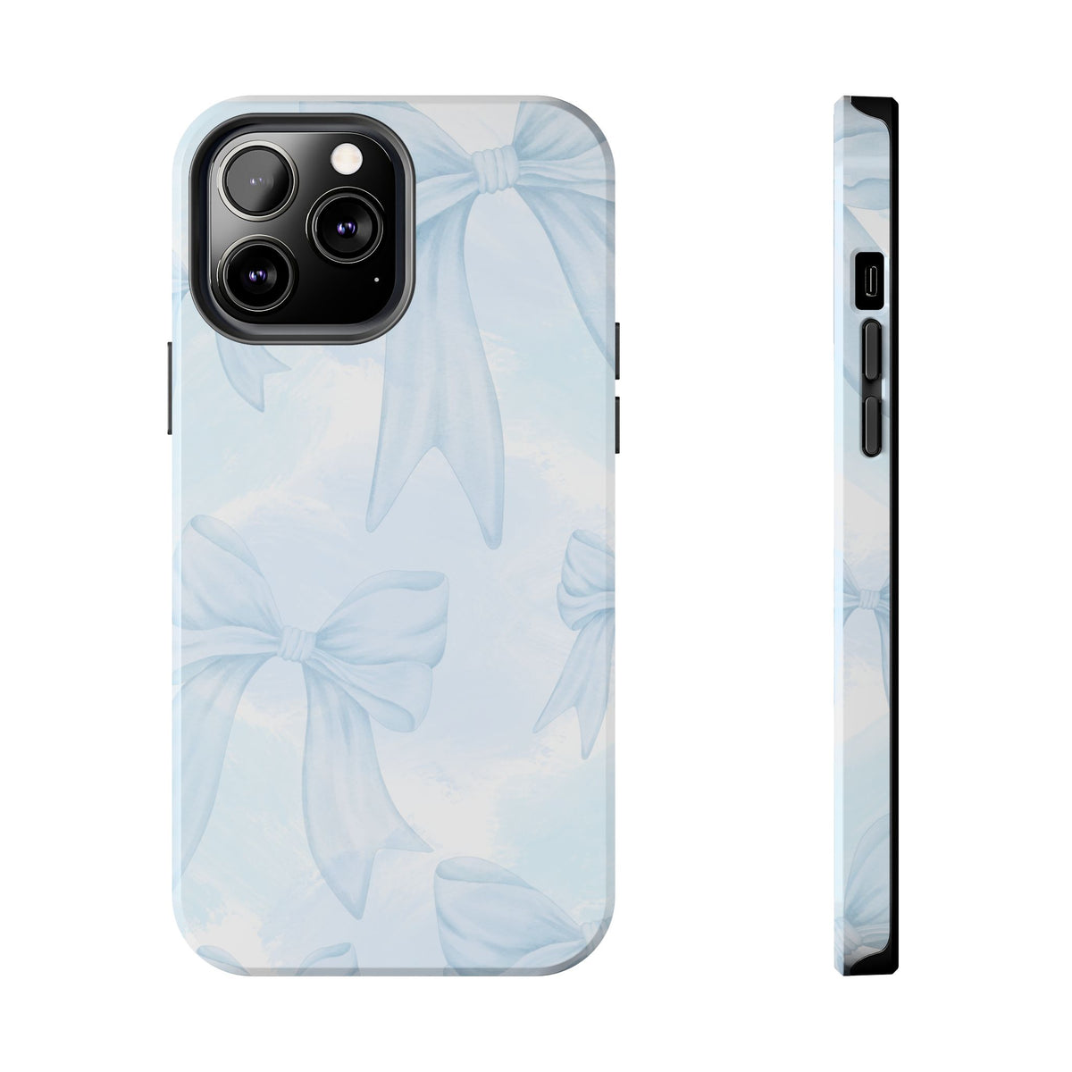Pale Blue Bow Pattern Tough Phone Case