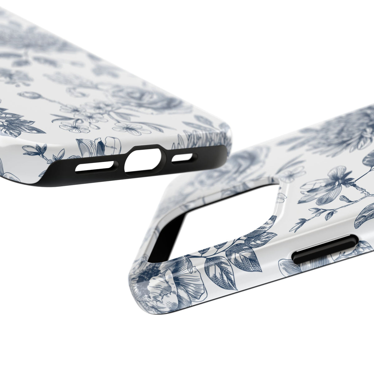 Tough Phone Case — Blue Vintage Floral Protective iPhone Cover