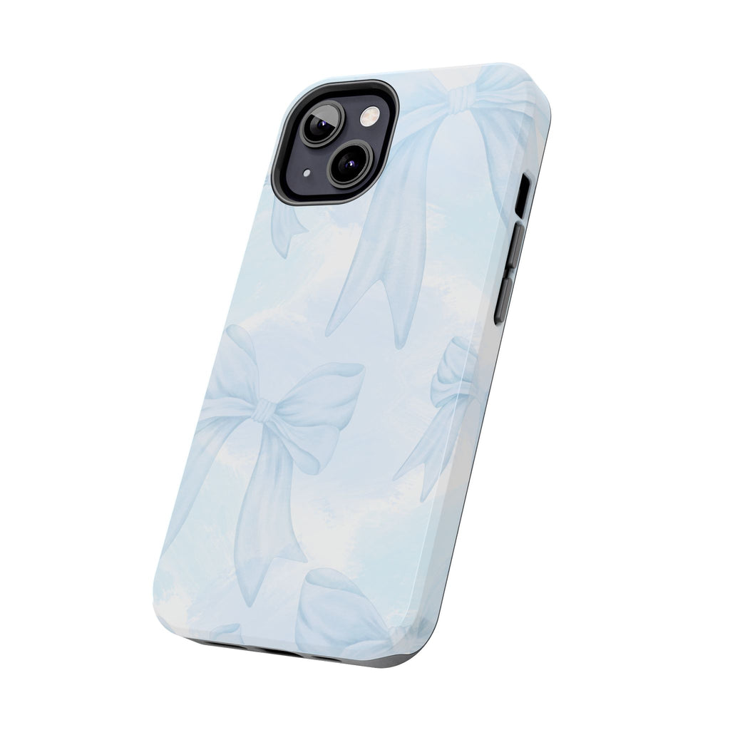 Pale Blue Bow Pattern Tough Phone Case