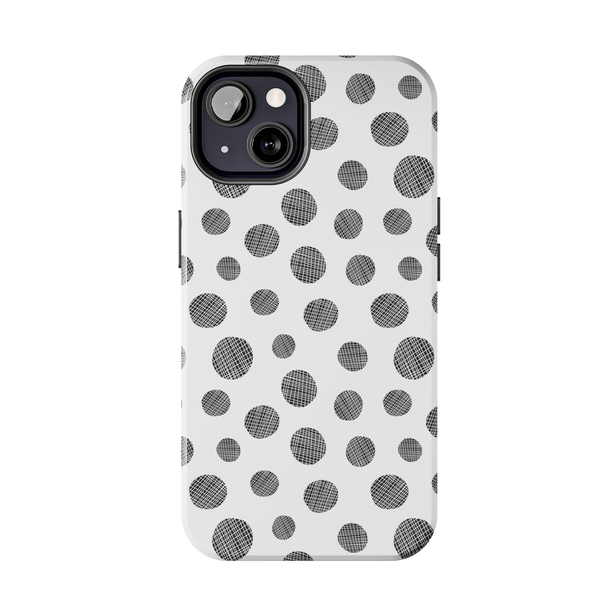 Polka Dot Texture Tough Phone Case — Black & White Spot Pattern, Protective Slim Phone Cover