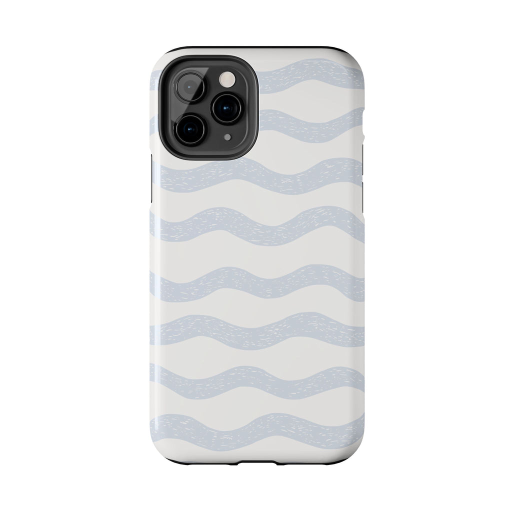 Tough Phone Case – Subtle Blue Wavy Stripes, Durable Protective Cover
