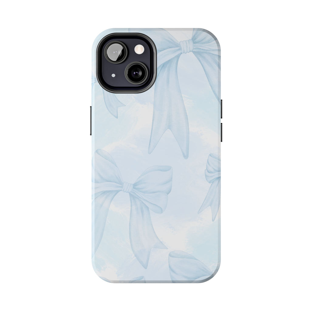 Pale Blue Bow Pattern Tough Phone Case