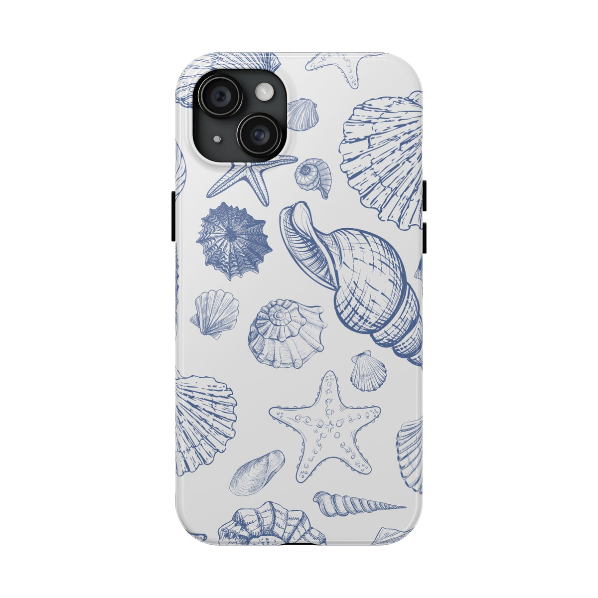 Seaside Sketch Tough Phone Case – Blue Shells & Starfish Protective Cover